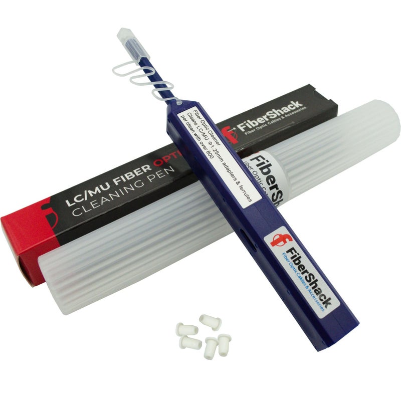 Fibershack - 1.25mm LC Fiber Cleaner Pen. 800+ Single Click Fiber Cleaner. LCUPC Optical Connector Cleaner & Endface Cleaning Pen Comes with Damage Protection Case & Dust Caps - Image 1